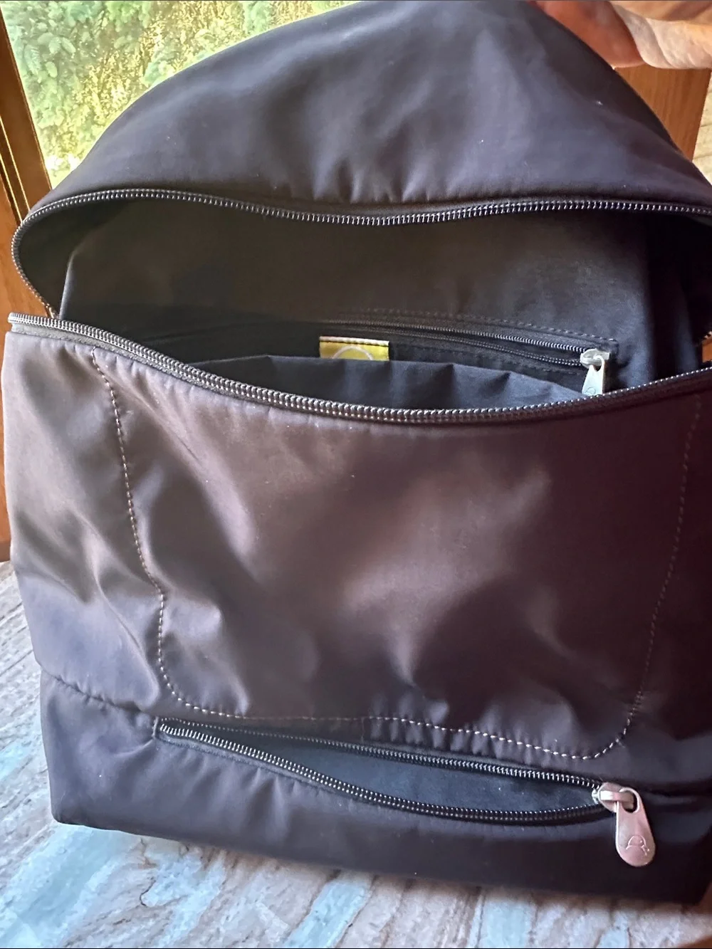 Mandarina Duck Large Silky Soft  Nylon Black Shoulder Backpack .